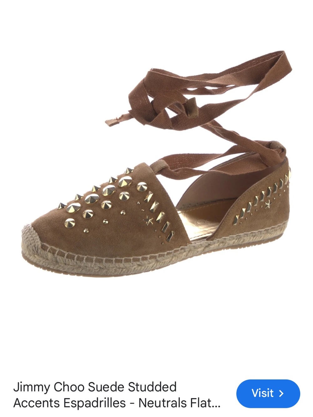 Jimmy Choo Brown Suede Espadrilles with Gold Studs